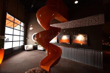 Custom Aluminum Spiral Slide – Open Bedway, Corporate Interior Installation 11dh