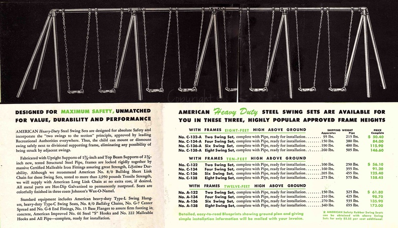 A and C Series Swing Sets