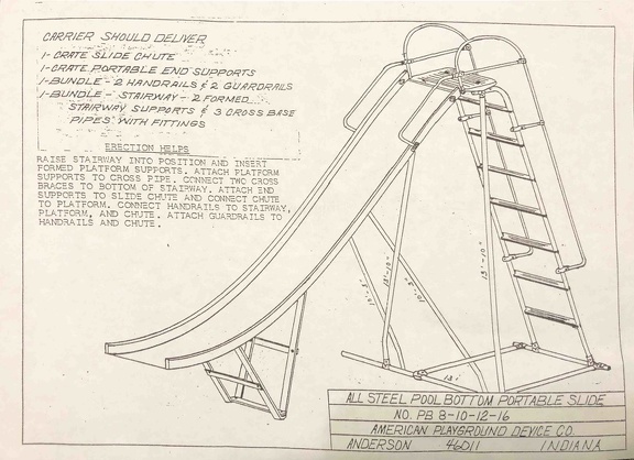 All Steel Pool Bottom Portable Slide