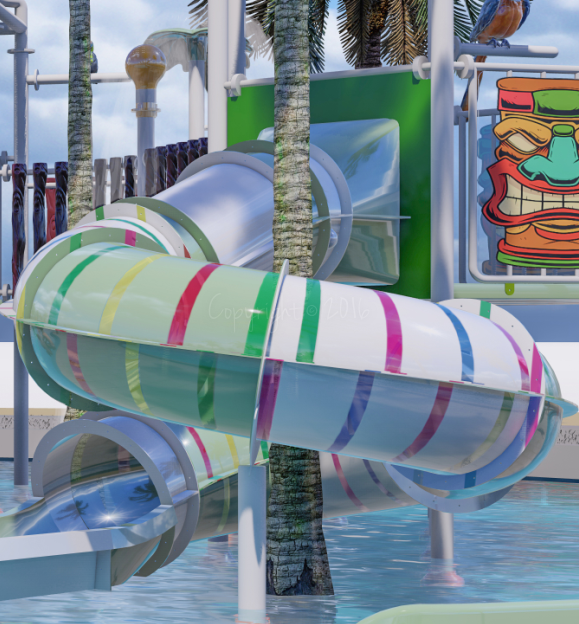 Nature Light Effect on Fiber Glass Water Slide