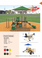 Cheetah Challenge Playground QS-24016 | Medium Elementary Playground with Shade, Climbers, and Dual Slides for Ages 5-12