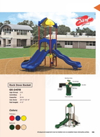 Rock Dove Rocket Playground QS-24018 | Compact Double Slide Playground for Ages 2-12 with Transfer Access