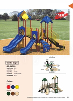 Goldie Eagle Playground QS-24020 | Medium-Large Playground with Triple Slides, Bridge, and Climbing Features for Ages 2-12