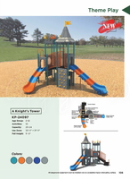 A Knight’s Tower Playground KP-24097 | Themed Castle Playground with Dual Slides and Climber for Ages 2-12