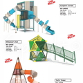 Freestanding climbing towers with integrated slides designed for vertical play, exploration, and high visual impact.