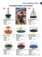 Dynamic rotational play elements designed to build balance, coordination, and social interaction.