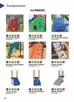 Climbing components designed to provide vertical access, physical challenge, and developmental play across a range of deck heights and structure types.