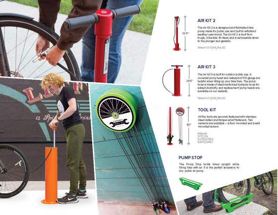 Air Kit 2, Air Kit 3, Tool Kit and Pump Stop - Public Bicycle Repair Equipment